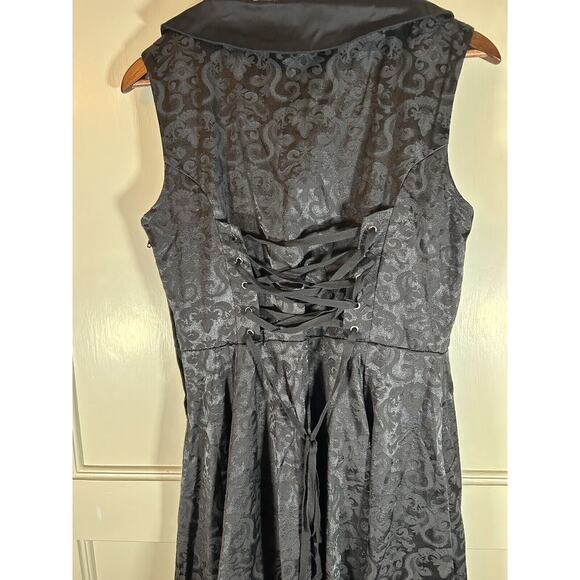 Hearts & Roses Goth Brocade Fit and Flare Dress Womens Size 10 Black NWT - Picture 7 of 12